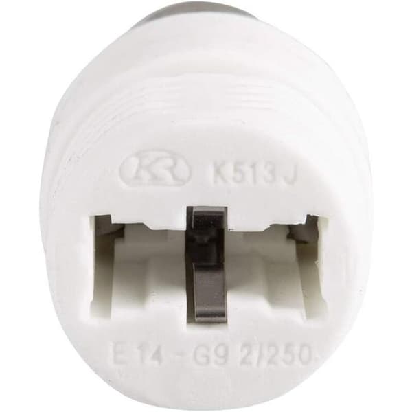Sett med 2 E14 til G9 keramiske sokkeladaptere for LED-, halogen- og CFL-pærer