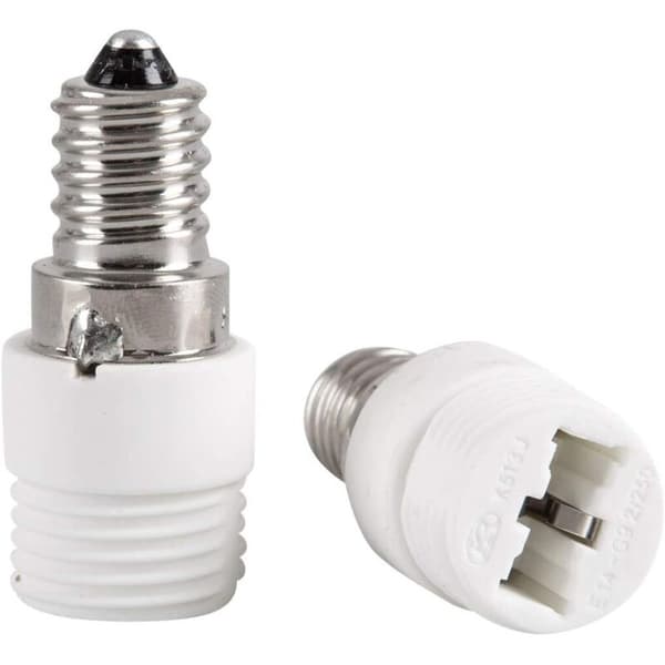 Sett med 2 E14 til G9 keramiske sokkeladaptere for LED-, halogen- og CFL-pærer
