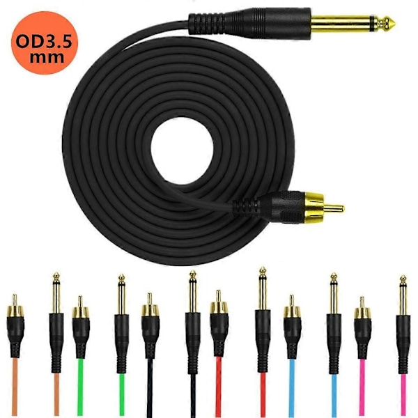 1.8m Tatoverings Clip Cord Profesjonell Tatoveringsledning Strømkabel 6.35mm til RCA Green