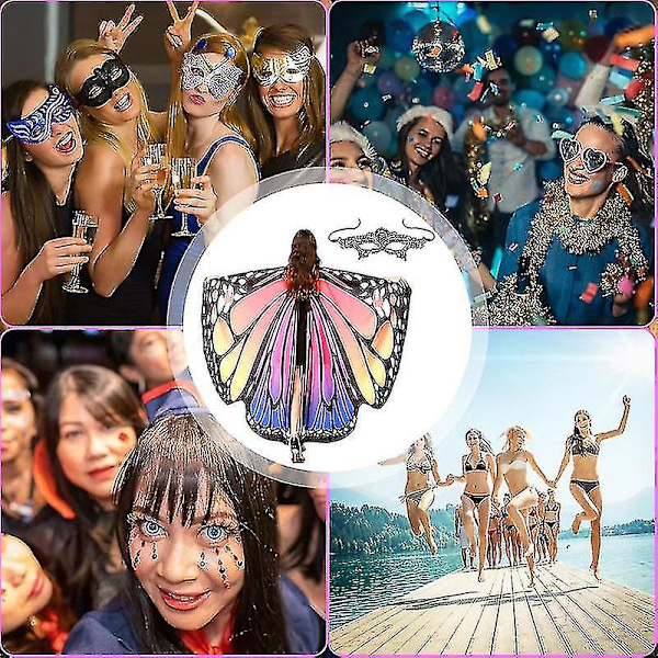 Dam Butterfly Wings Sjal Dam Cape Halloween Kostym Butterfly Wing Kostym Halloween Kostym Dekoration Tillbehör-dwdz