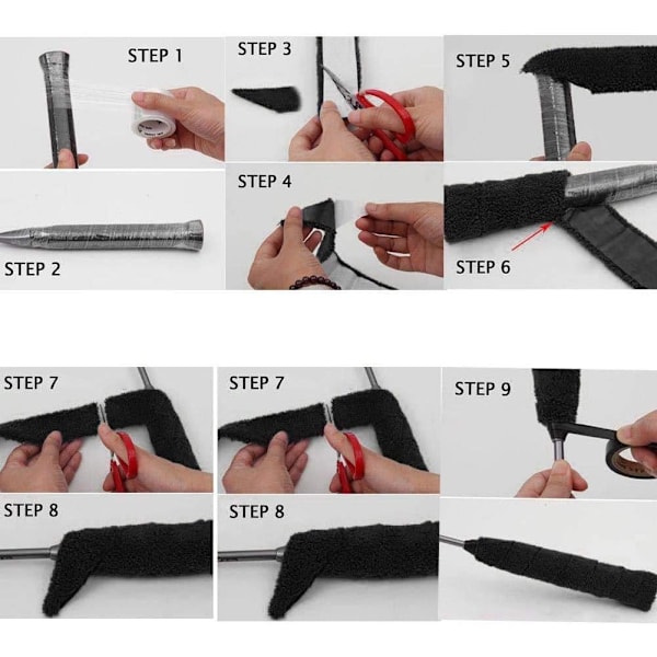 10m Håndklæde Ketsjer Grip Tennis Badminton Squash Ketsjer Ydre Grip Skridsikker Rulle Grip Svedabsorberende Erstatnings Grip Organiserings Tape, 30mm x 10m Rulle