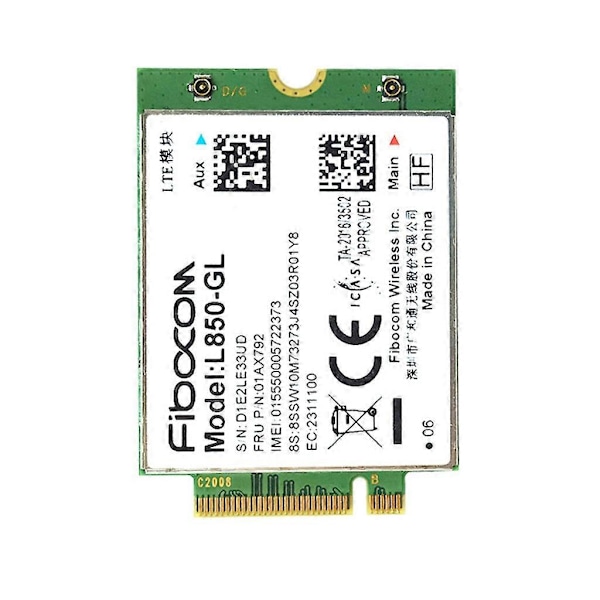 4G LTE -langaton moduuli L850-GL malleille ThinkPad X1 Carbon Gen6 X280 T580 T480s L480