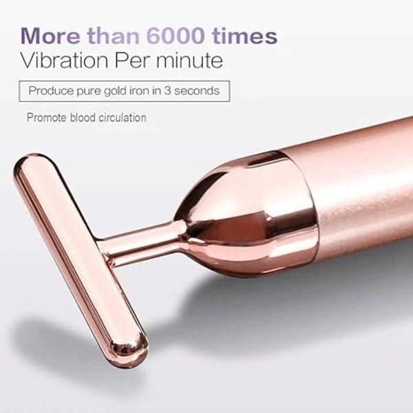 Beauty Bar 24k Golden Pulse Ansigtsmassager, GOODYBUY T-formet Elektrisk Sign Ansigtsmassageværktøj til Sensitiv Hud Ansigtsløft Strammer Op