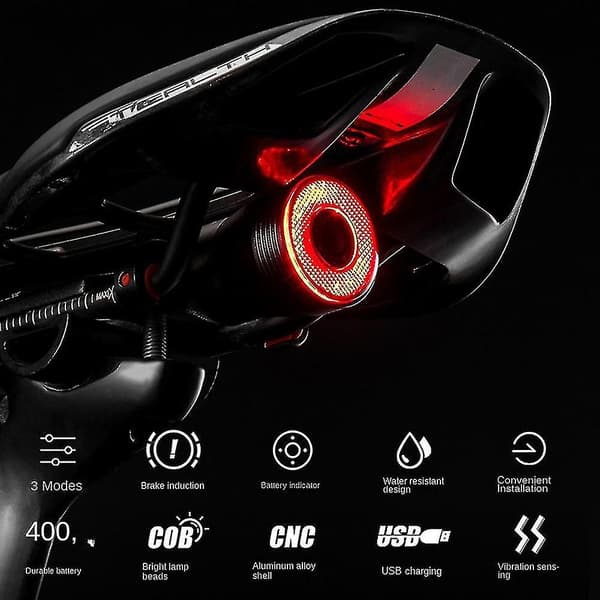 Cykel Q5 Bakljus Intelligent Avkänning Bromsljus Utrustning Natt Bakljus