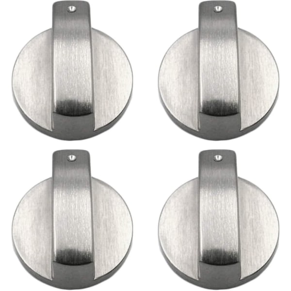Gas Stove Knobs, 4 Pieces, Metal, 6 Mm, Silver-colored, Adjustment Knobs Compatible With Gas Stove Or Oven