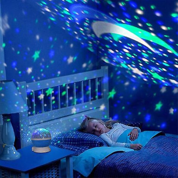 Toysstar Sky Projektor Nattlampe, Stjernehimmel Belysning Nattlys, Roterende Projeksjonslamper for Soverom (Blå)