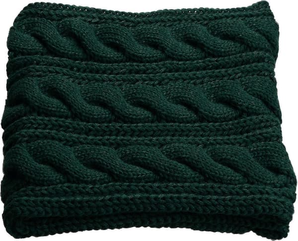 Dame Tyk Ribstrikket Vinter Infinity Circle Loop Halstørklæde Premium Twist Dark Green