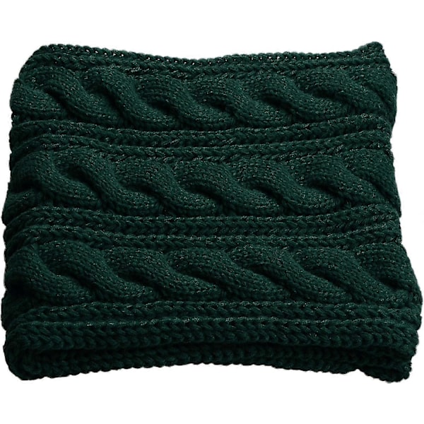 Damers Tykk Ribbestrikket Vinter Infinity Circle Loop Skjerf Premium Twist Dark Green