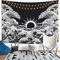 Mandala Seinävaate Suuri Aalto Seinävaate Auringonlaskulla Mustavalkoinen Valtameri Seinävaate Seinävaate Olohuoneeseen Makuuhuoneeseen -versailles (m/130x