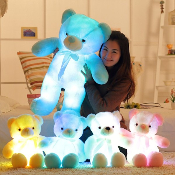 Ljusstark leksakspjusa med LED-ljus, färgglad lysande nallebjörn i plysch, perfekt present till barn