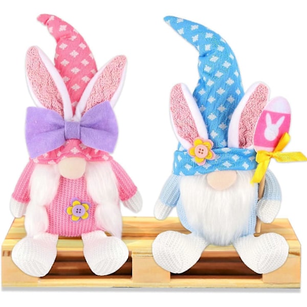 Påskgnom, Aster Gnom Kaninöron Dockor Set, Påsk Ansiktslös Plysch Stickad Docka Påsk Kanin Ornament Prydnader Påskdagsgåva Påskdekoration