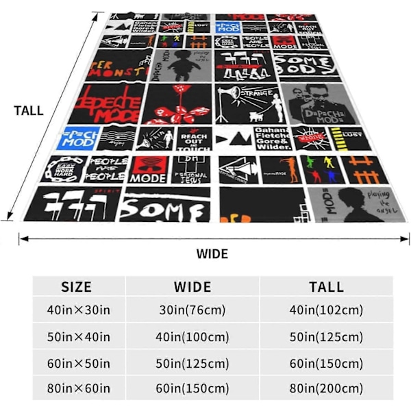 Depeche Rockband Mode Flanell Filt Mjuk Flanell Filtar för Gåva Passar Vardagsrum Sovrum Användning Alla Årstider - 193 60x50in 150x125cm