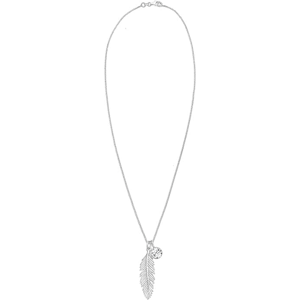 Halsband i Sterlingsilver med Fjäder och Kristall