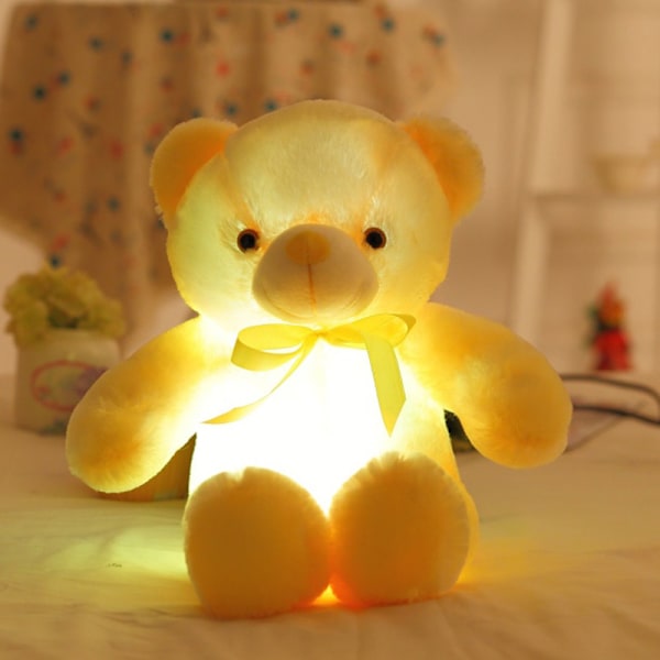 Ljusstark leksakspjusa med LED-ljus, färgglad lysande nallebjörn i plysch, perfekt present till barn