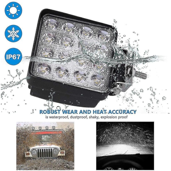 Led Arbeidslys, 2 Stk 48w Flood Led Lysstang For Bil Traktor Offroad