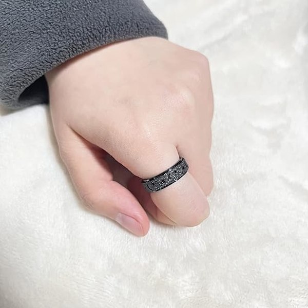 Titanium Rustfrit Stål Spinner Ringe Måne og Stjerne Fidget Ring Stresslindrende Angst Ring Forlovelse Bryllup Løfte Ring til Kvinder Mænd Størrelse 5-12