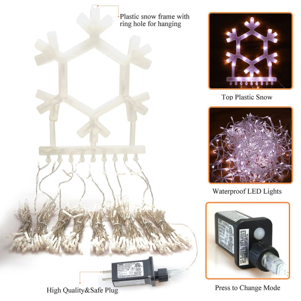 Juldekoration Snowflake String Lights, LED White light UK Plug