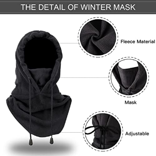 Naamio Balaclava Miehille Naiset Thermal Fleece Moottoripyörä Naamarit Kaulan Lämpimä Muoti Face Cover Hattu Hiihtoon Juoksu Pyöräily Ulkourheilu Unisex blackone