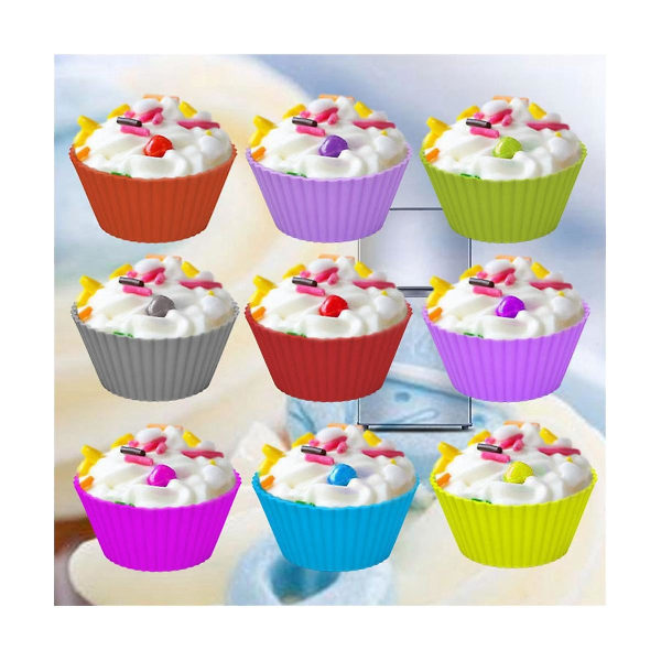 Silikoni Muffinskuppi Syntymäpäiväjuhla Hääkoristeet Leivonta mold muna torttu mold (120 kpl Random color