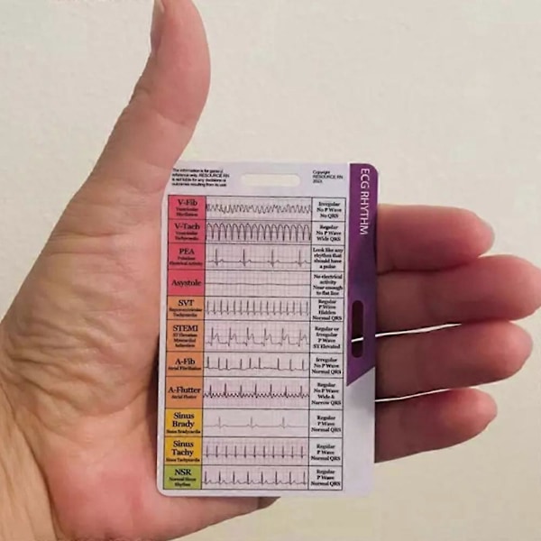 EKG/EKG Rytme Lommekort, Dobbeltsidig EKG Hjerte Badge Kort Cardiac Analysis Measurement