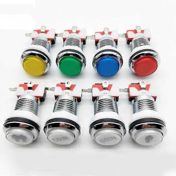 Arcade DIY Kit Del 2X 8 Vejs Joystick + 16X LED Belyste Trykknapper + 2 Spillere + Mønt til 3B Model