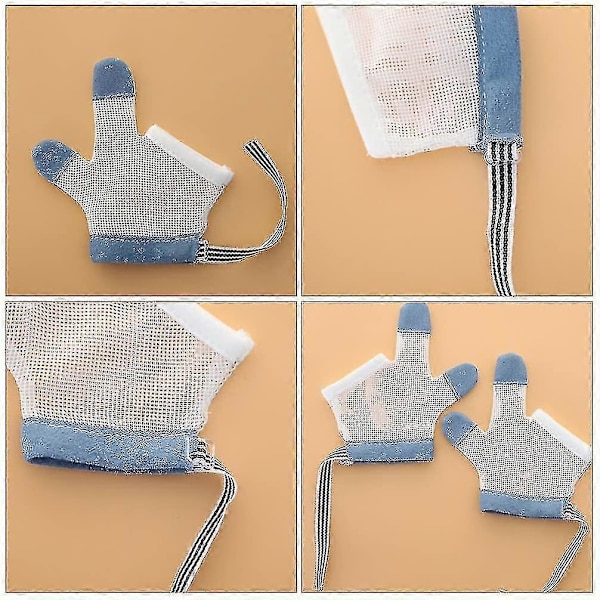 2 par Stoppa Tummsugande Finger Skydd Rosa Andningsbar Baby Finger Sugande Stoppa För Baby blue-2 M