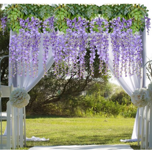 12 kpl 3,6' tekosilkki Wisteria Vine Ratta riippukukkaseppele string Kotijuhla häädekoraatio valkoinen White