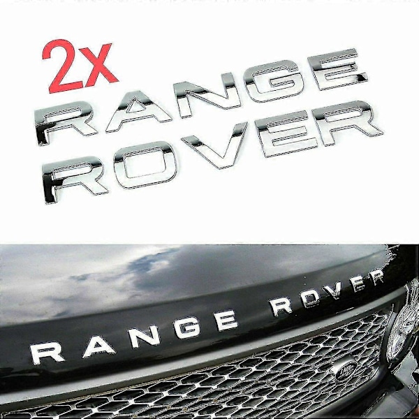 Chrome Range Rover Front Grill Bonnet Badge Emblem Bonnet Og Bagklap Bogstav Badge (pakke med 2)