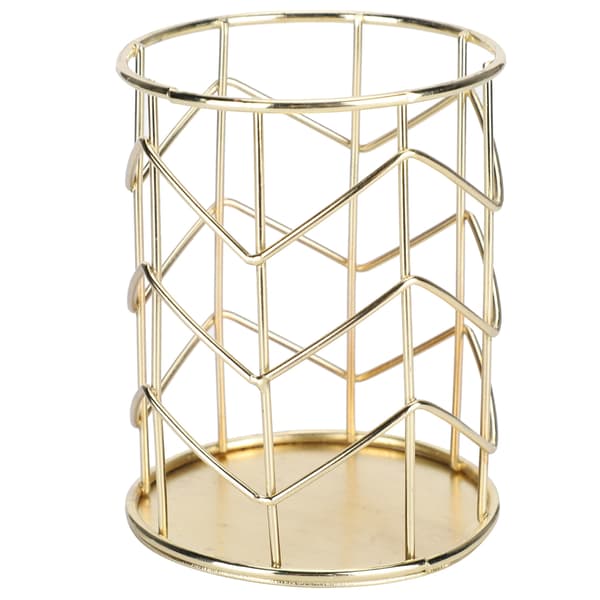 2 stk. Multifunktionelle hule penneholdere, skrivebords makeup børsteholdere, organizer (guld)