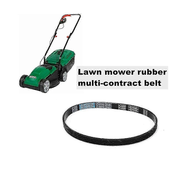 Drivremme i gummi til plæneklipper (6PJ490) Omkreds 490 mm x Bredde 14 mm Kompatibel med Qualcast M2E1232M/