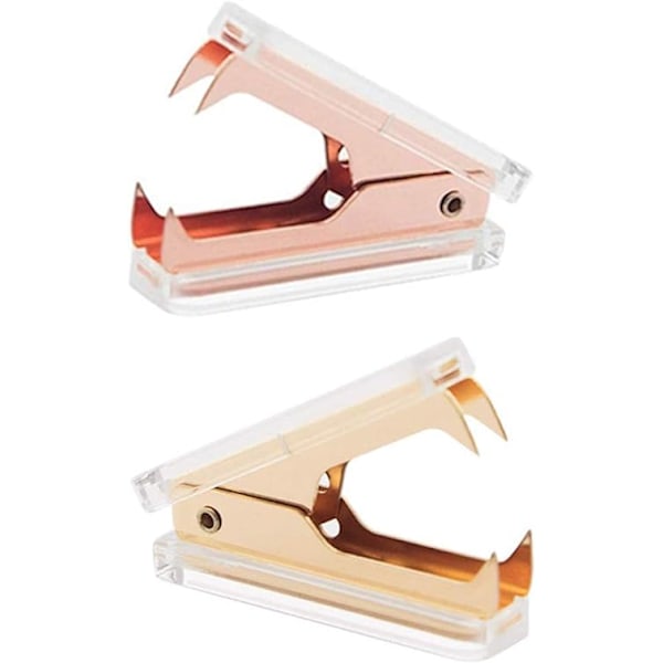 Rose Gold og Guld Hæftefjerner - 2 Pak Hæftefjernerværktøjssæt, Luksus Akryl Rose Gold og Guld Kontorartikler & Skrivebordstilbehør