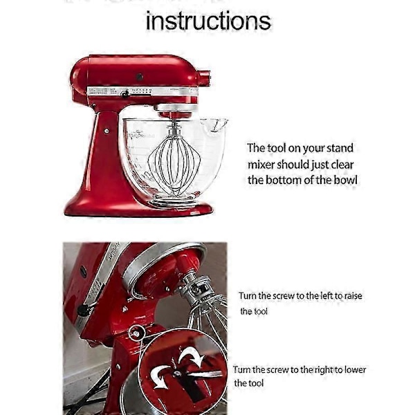 Til KitchenAid Røremaskine 6QT Piskeskål Rustfrit Stål Tilbehør