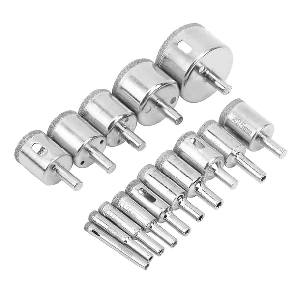 Diamant Bor Bits Hulsav Sæt 15 stk til Skæring af Marmor Keramik Glas 6-50mm 0.2-2.0in