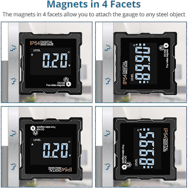360 LCD Digital Inclinometer - Magnetisk Digital Inclinometer, Elektronisk Inclinometer, Automatisk Avstängning, Med Magnetisk Bakgrundsbelysning