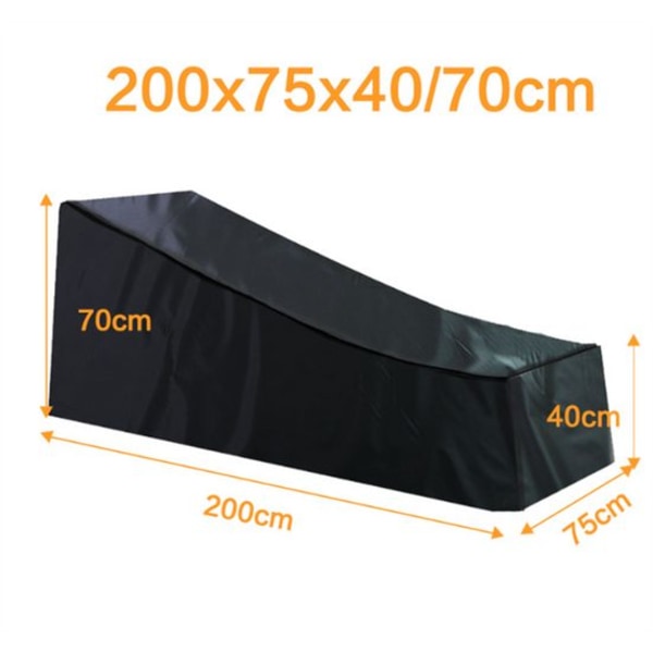 210D Trädgårdsterrass Lounger Dust Cover Black 210D 200*70*40*75cm