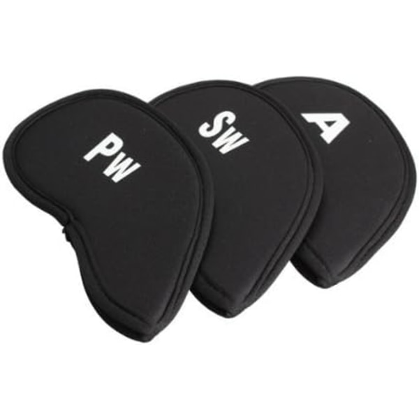 10 stk. Golf Head Covers Køller Irons Putter Head Protector Sæt Neopren Sort