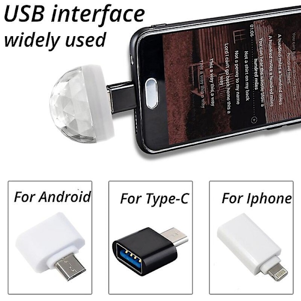 10 kpl Auton USB Tunnelmavalo RGB Mini Värikäs Musiikki Ääni Liitäntä LED Juhlatunnelma Sisätilan Kupu Tavaratilan Lamppu Yövalot & Tunnelmavalo