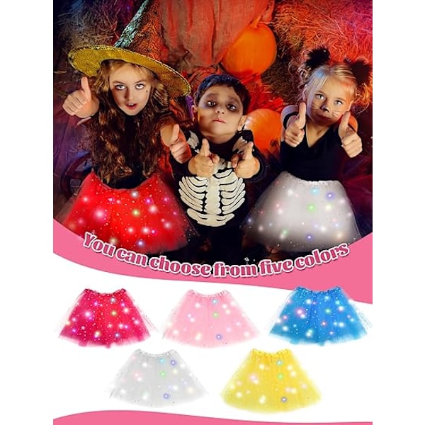 6 stk LED Lysende Tutus Multifarvet Tutu Skørter Fluffy Ballet Tutu Skørt Fe LED Tutu til Små Piger Kjole Fest Kostume, 2-8 År Piger