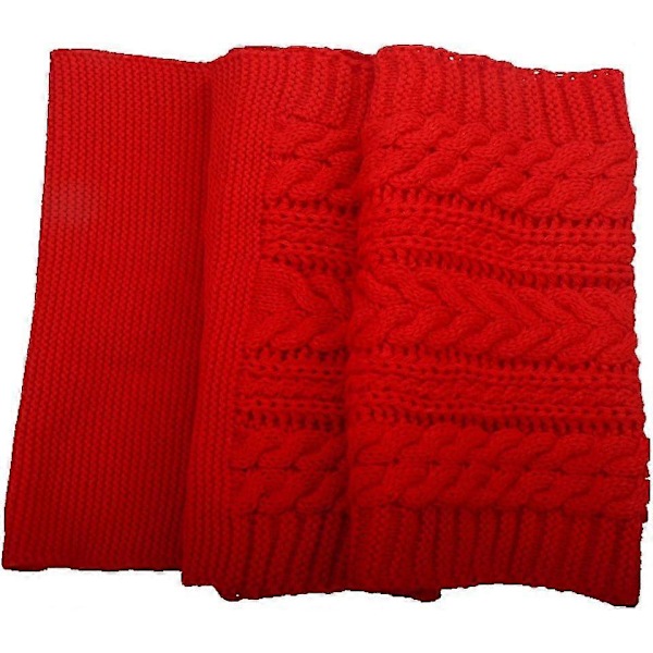 Dame Tyk Ribstrikket Vinter Infinity Circle Loop Halstørklæde Premium Crochet Red