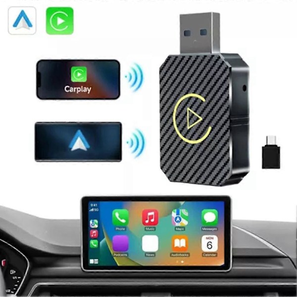 Langaton Carplays-sovitin Android Auto 2 in 1 Älykäs USB-dongle sedan-autoille