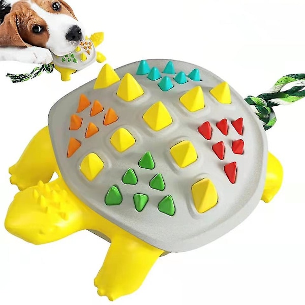 Meows Dog Chew Toys Tandborste Sköldpadda Form Gnid och ren tand Ta bort tandsten Dulable slickande bett Turquoise white
