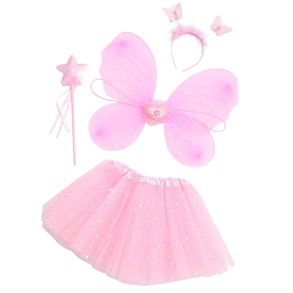 Set Fairy Gauze -hame Performance Dress Up -asusteena tytön puku Pink 42x33cm