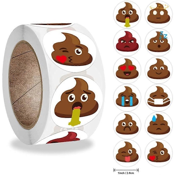 500 st/rulle Rolig Belöningssticker med Bajs, Rullformade Stickers, för Festpresent Tidningspresent Kontor Lärare Etikett