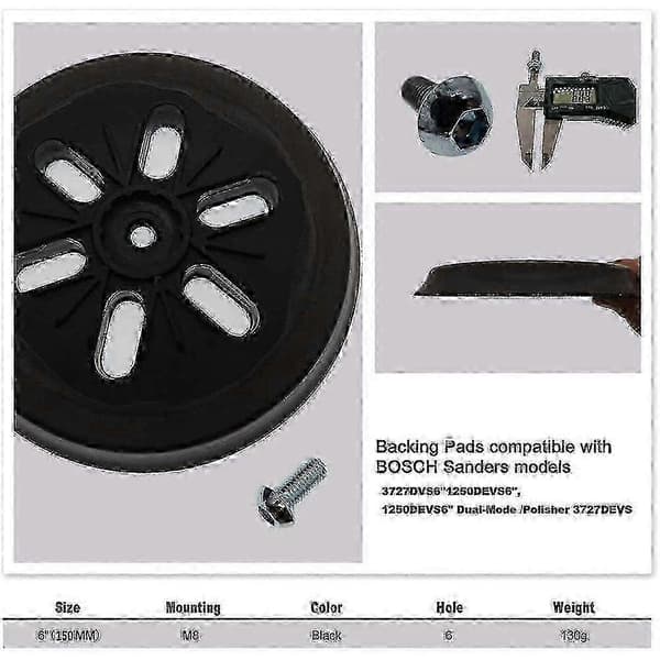 Bosch GEX 150 Slipepute med borrelås - 150mm erstatningsbakplate