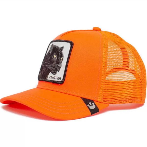 Kirjailtu eläinkuvioinen verkkolippis - Snapback - Oranssi leopardi