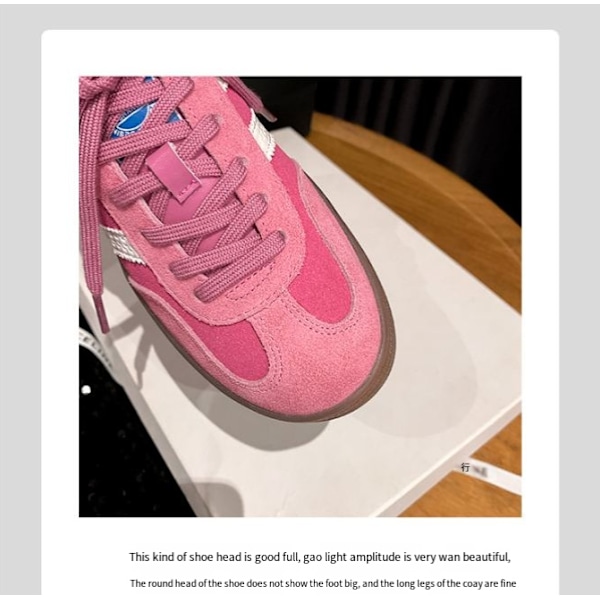Naisten urheilu- ja vapaa-ajan mansikanpunaiset saksalaisen koulutuskengät nahkaversiona, korkeutta lisäävät Forrest Gump -kengät Pink 40