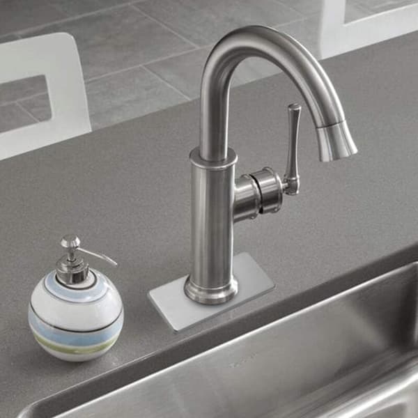 Vaskeplade i rustfrit stål – Børstet nikkel finish – Til etthulsarmatur – Elegant og holdbart design