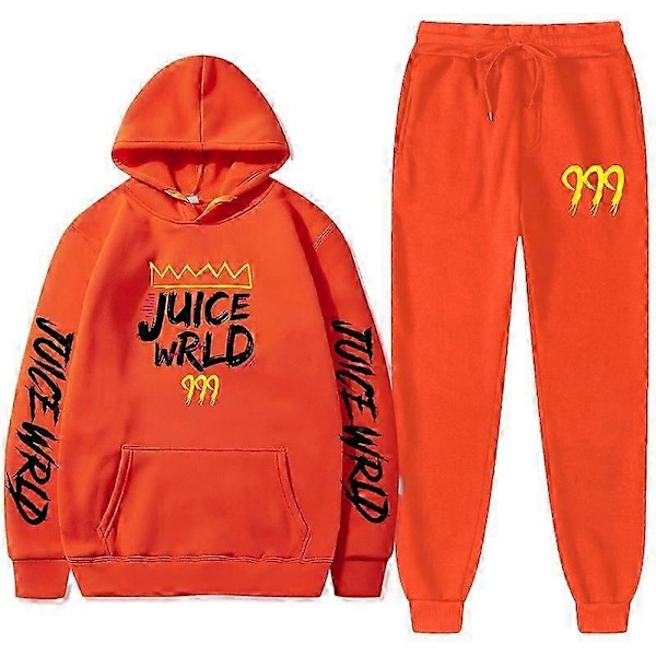 Uusi Juice World Hupparipuku Collegepaita + Juoksuhousut Juice Wrld Juice Wrld Juice Wrld Trap Rap Sateenkaari Tomografia Juice Wrld Orange 1 S