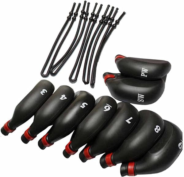 Golf Jern Covers, 9 stk./Sæt GLOOF Golf Head Covers Sort Silikone Gummi Golfkølle Head Covers Passer til Alle Mærker