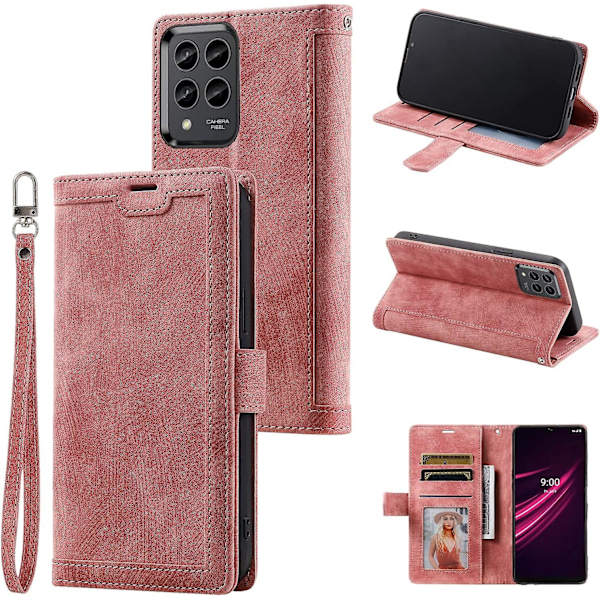 Wallet Case for T-Mobile Revvl 6 Pro 5G, Flip Folio Lær Magnetisk Beskyttende Støtsikkert Skall Deksel med Støtte Credit Card Håndleddsstropp for T-Mob